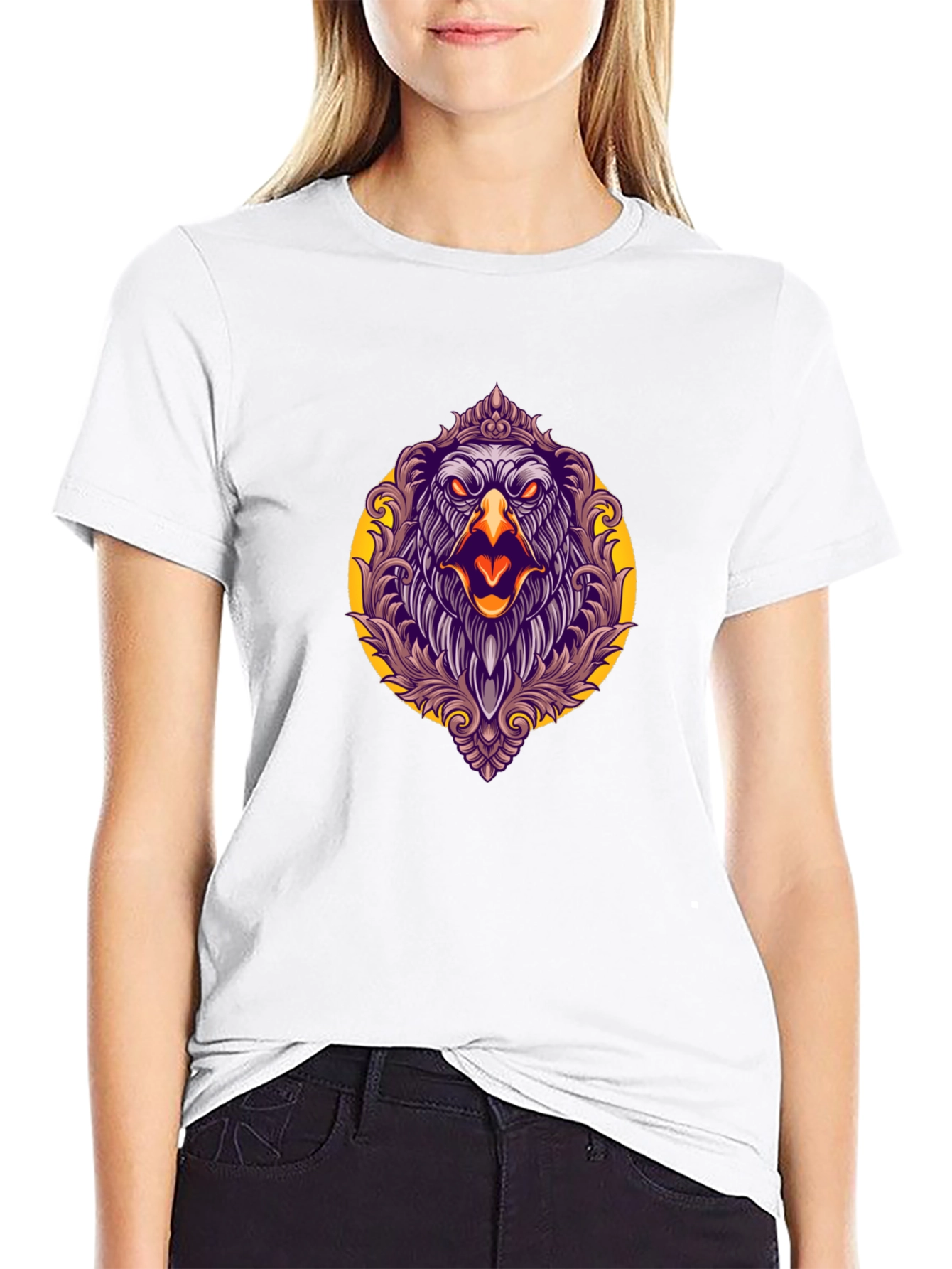 Eagle Graphic Print Black T-Shirt