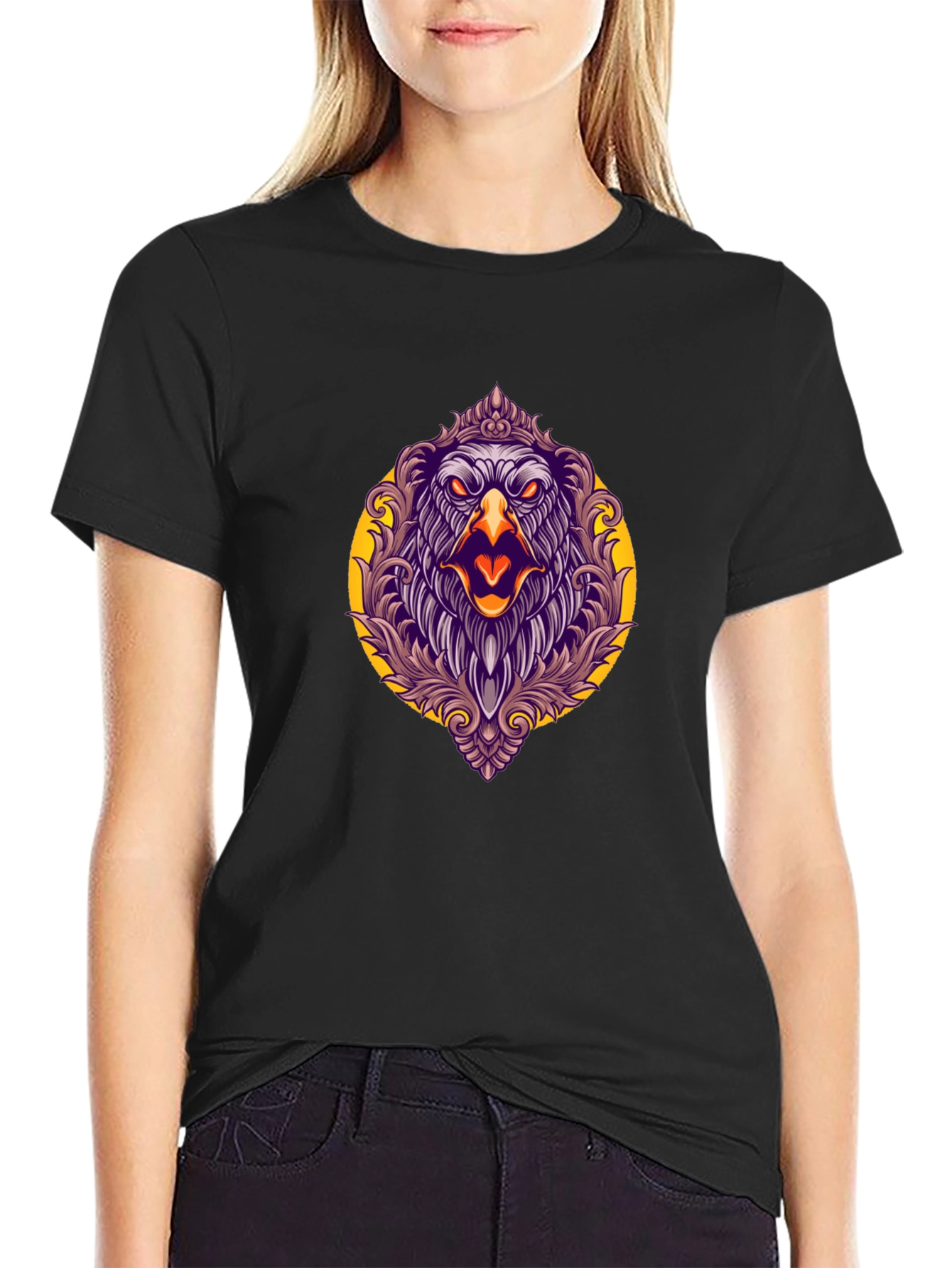 Eagle Graphic Print Black T-Shirt