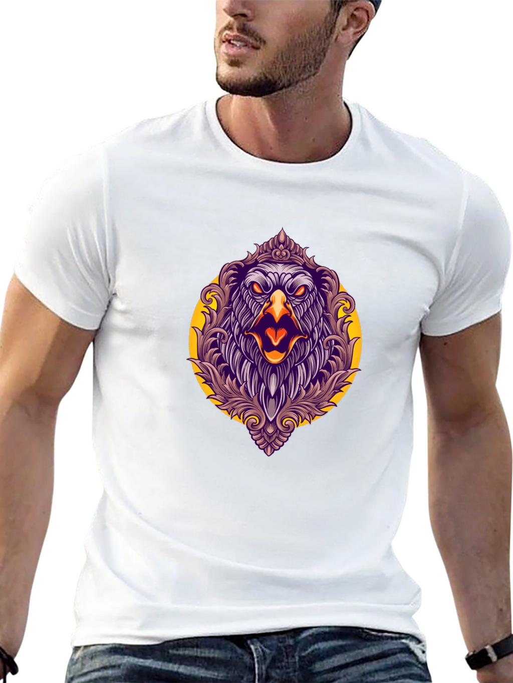 Eagle Graphic Print Black T-Shirt