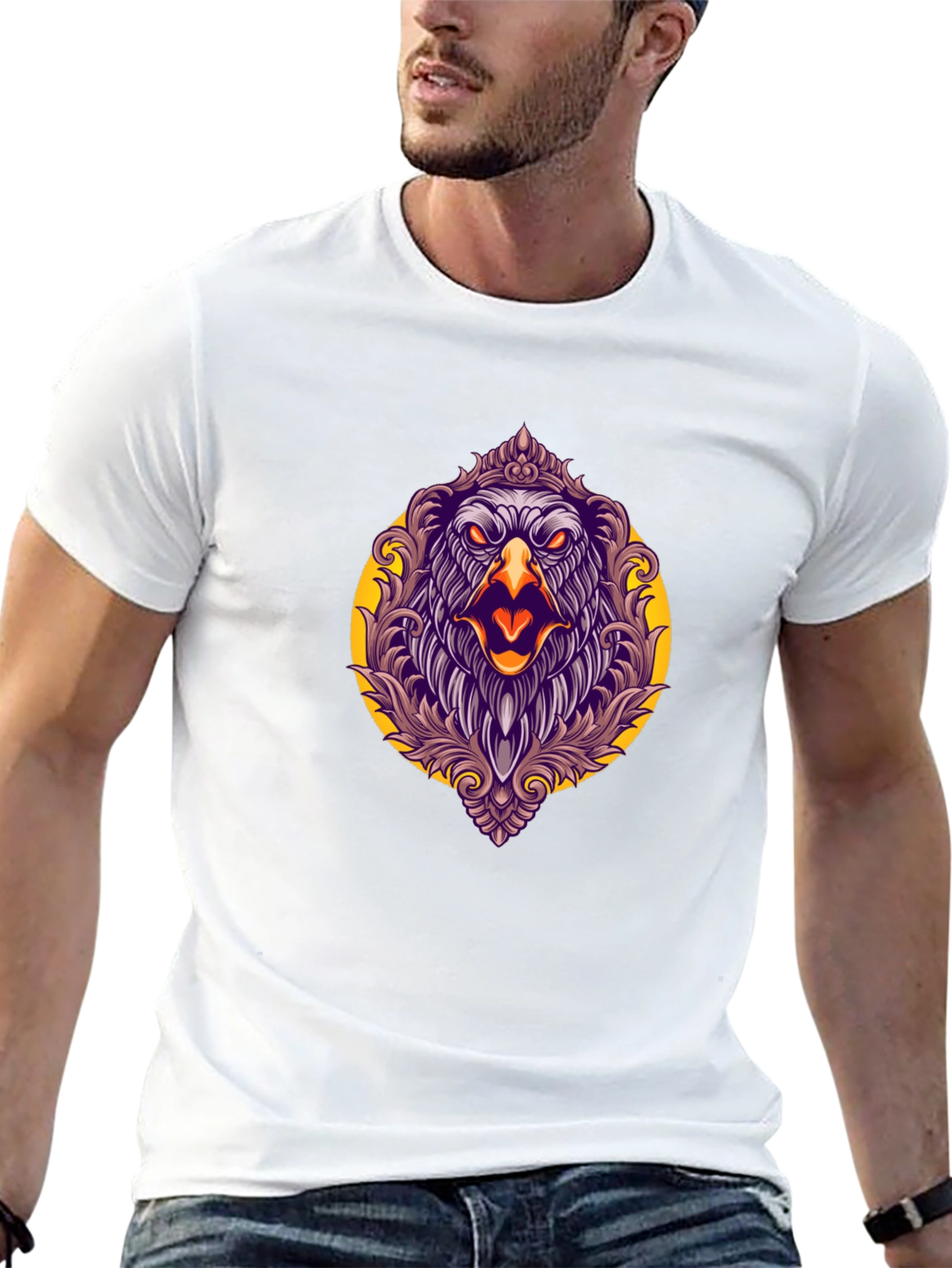 Eagle Graphic Print Black T-Shirt