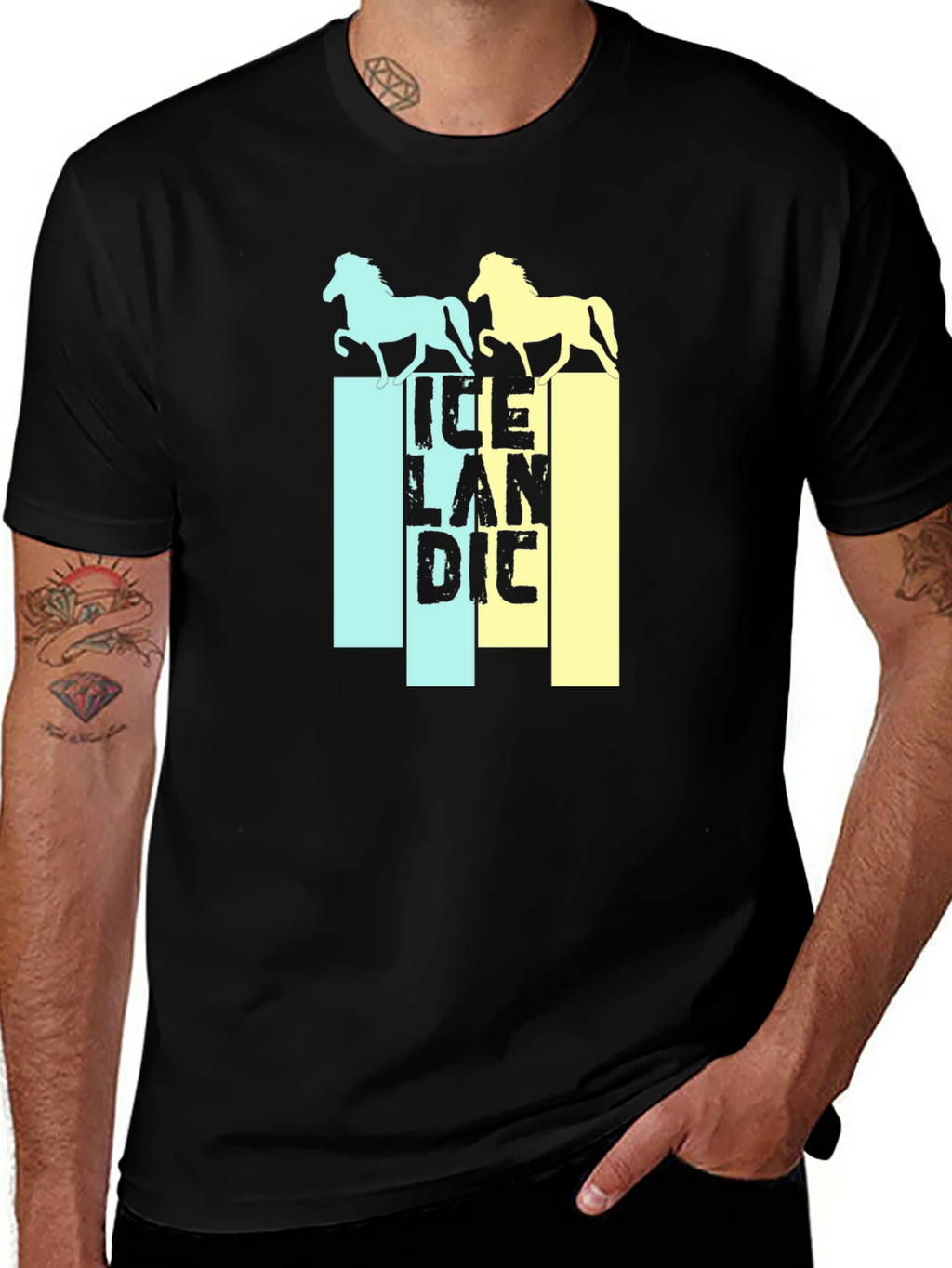 Icelandic Horse Graphic Tee - Black