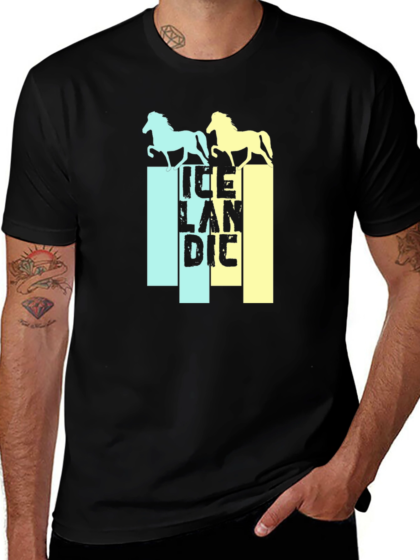 Icelandic Horse Graphic Tee - Black