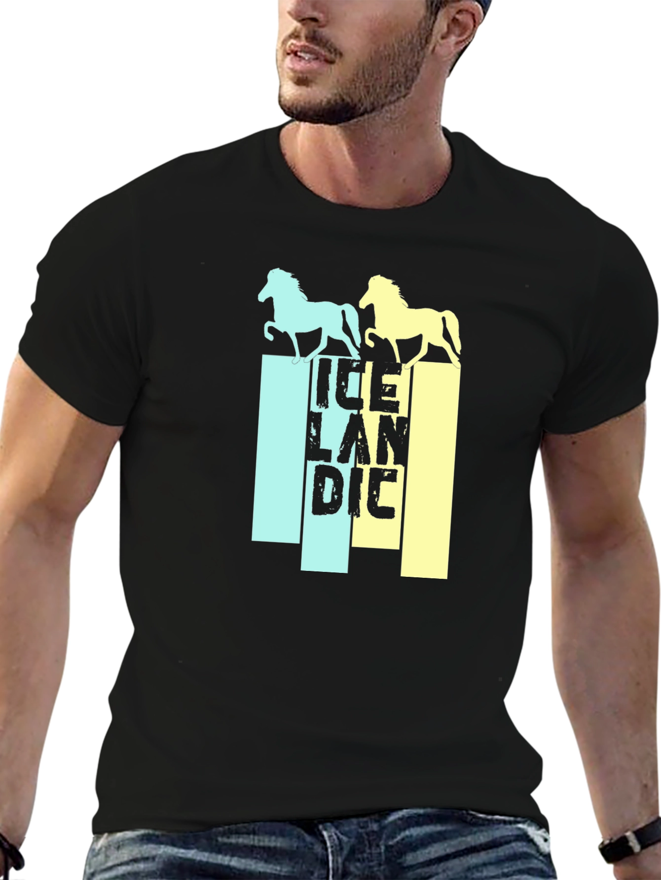 Icelandic Horse Graphic Tee - Black