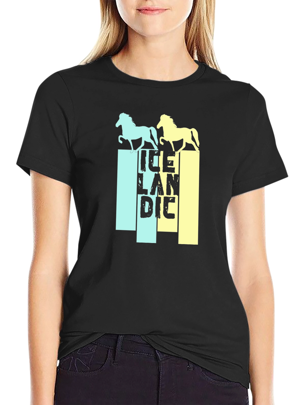 Icelandic Horse Graphic Tee - Black