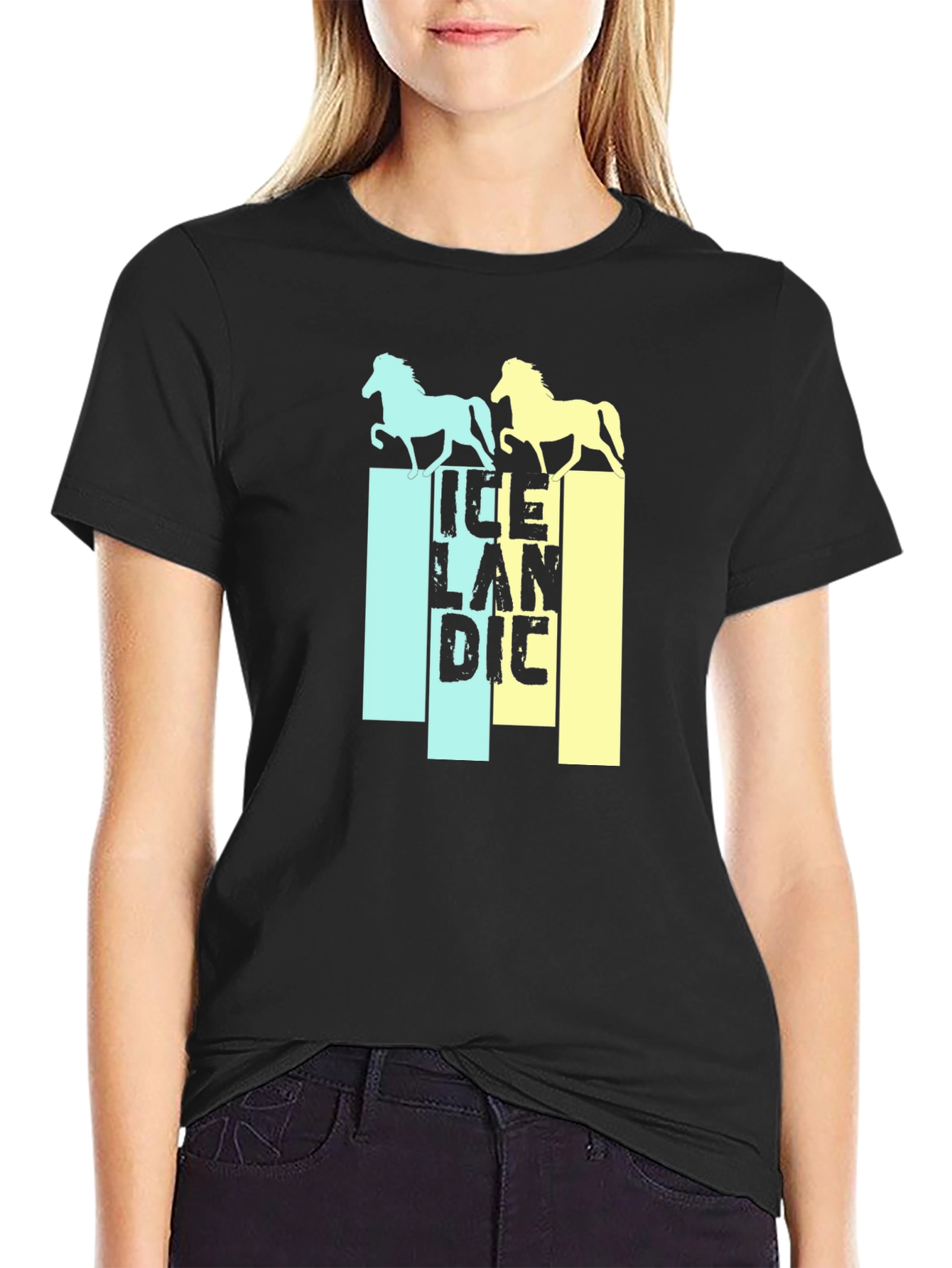 Icelandic Horse Graphic Tee - Black