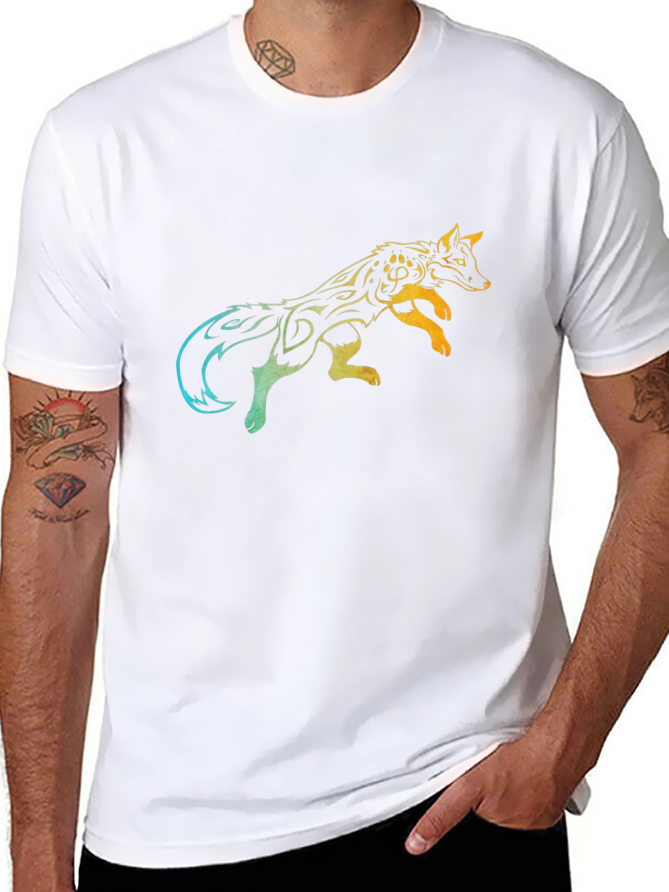 Tribal Fox Graphic Tee - Mens Black T-Shirt