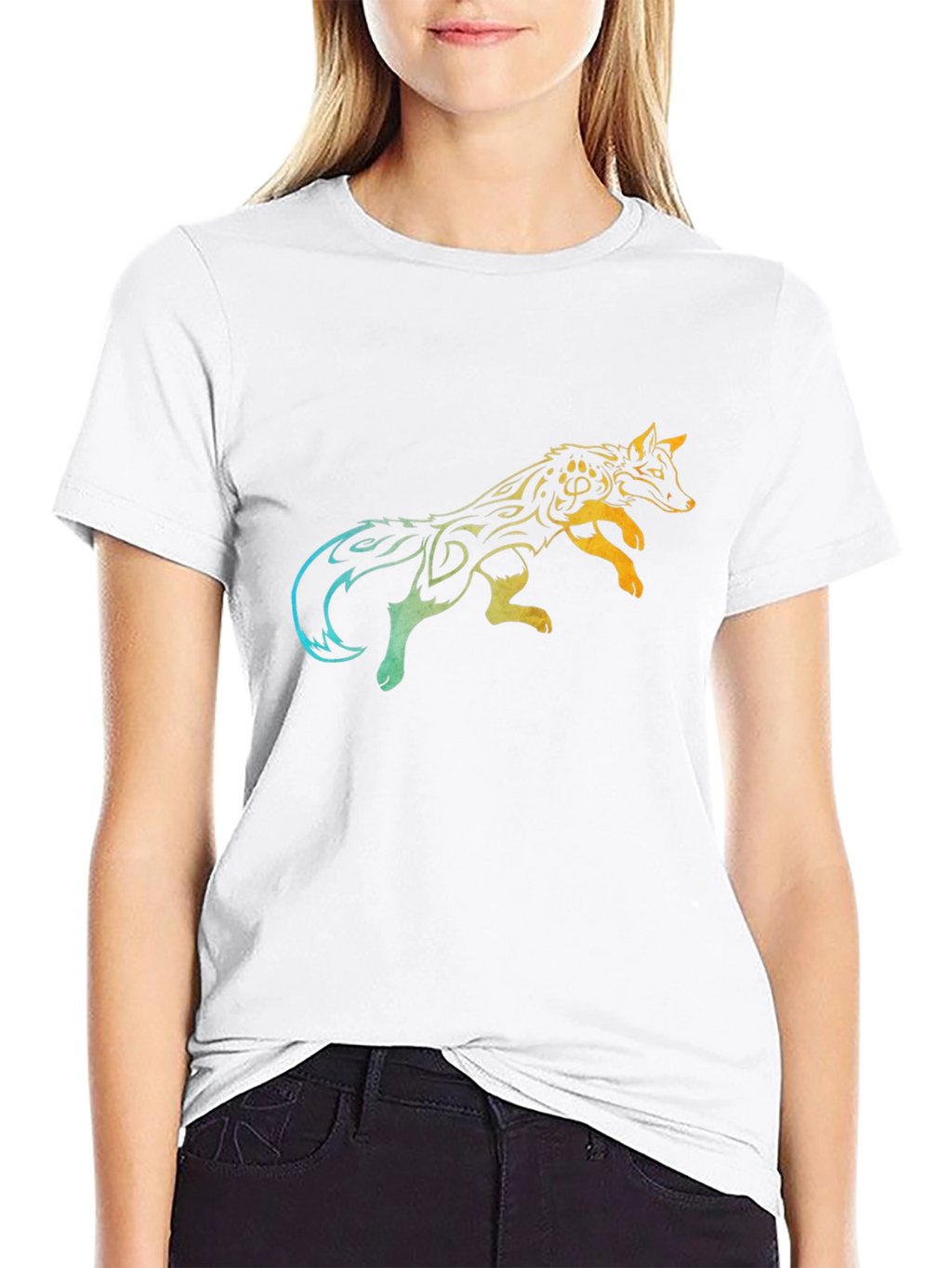Tribal Fox Graphic Tee - Mens Black T-Shirt