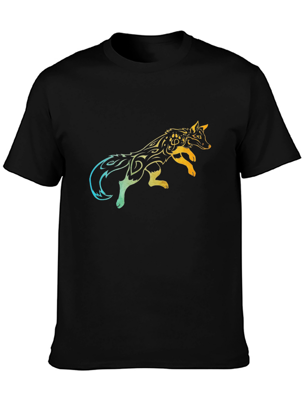 Tribal Fox Graphic Tee - Mens Black T-Shirt