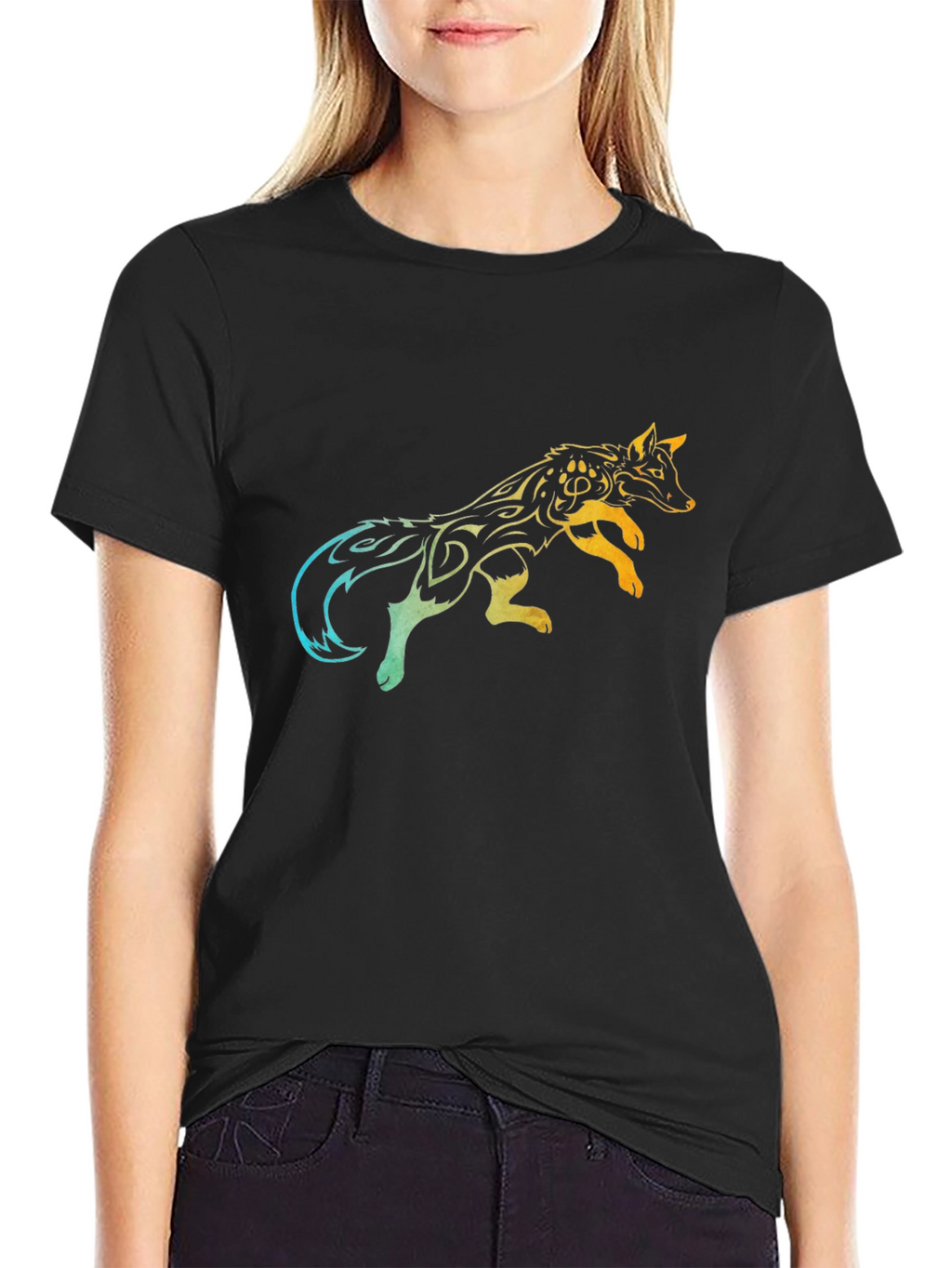 Tribal Fox Graphic Tee - Mens Black T-Shirt