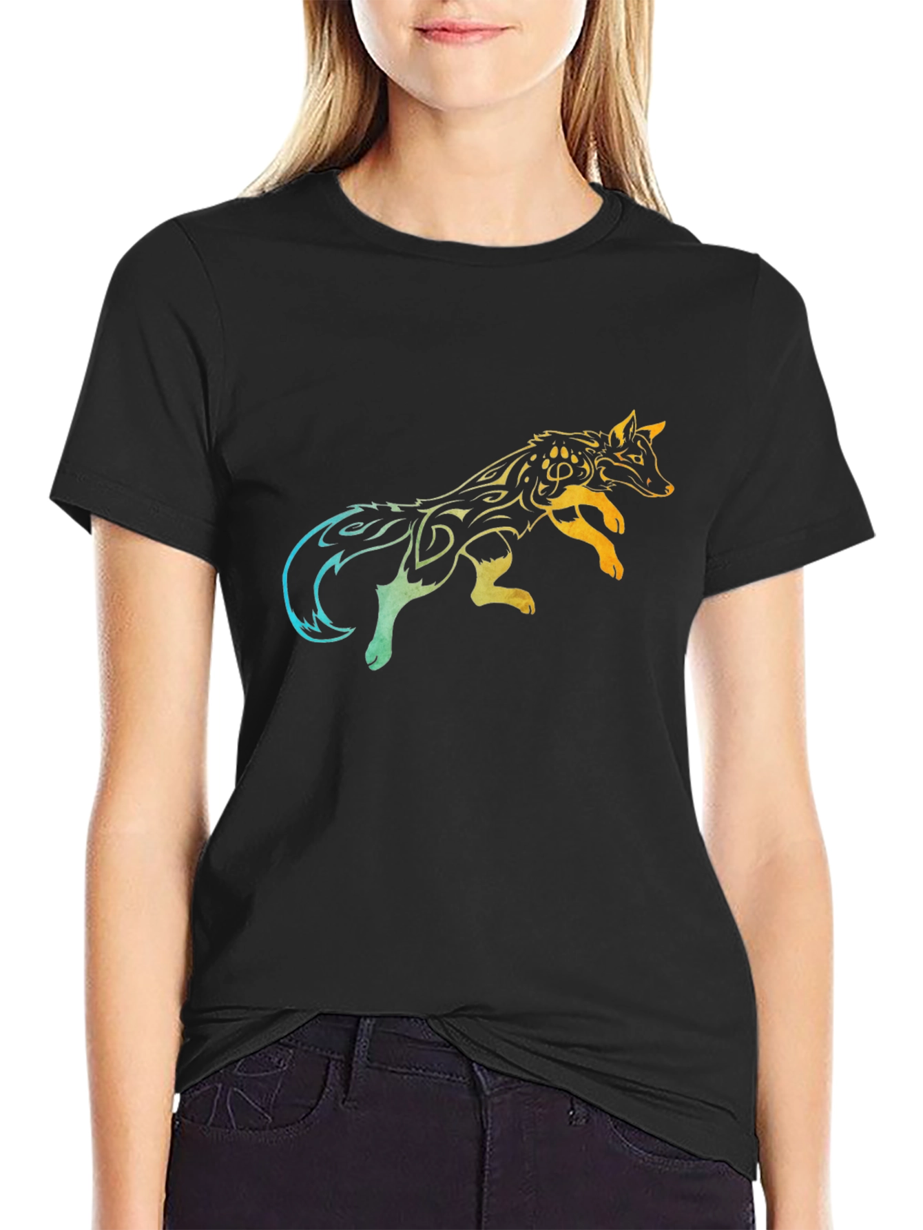 Tribal Fox Graphic Tee - Mens Black T-Shirt