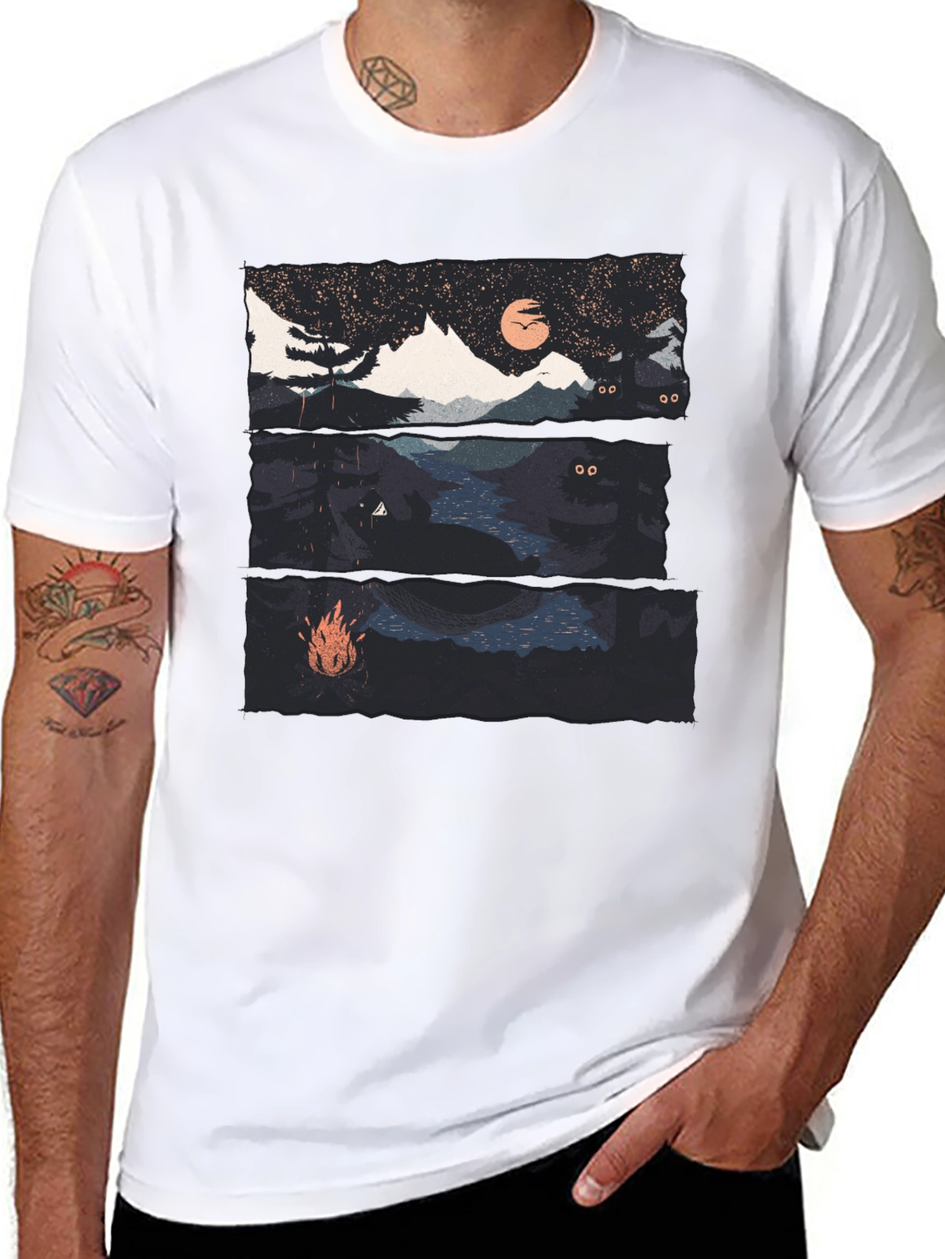 Night Landscape Graphic Tee - Black