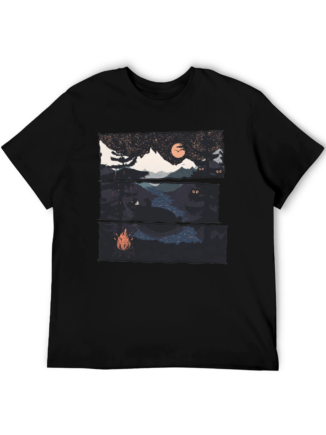 Night Landscape Graphic Tee - Black
