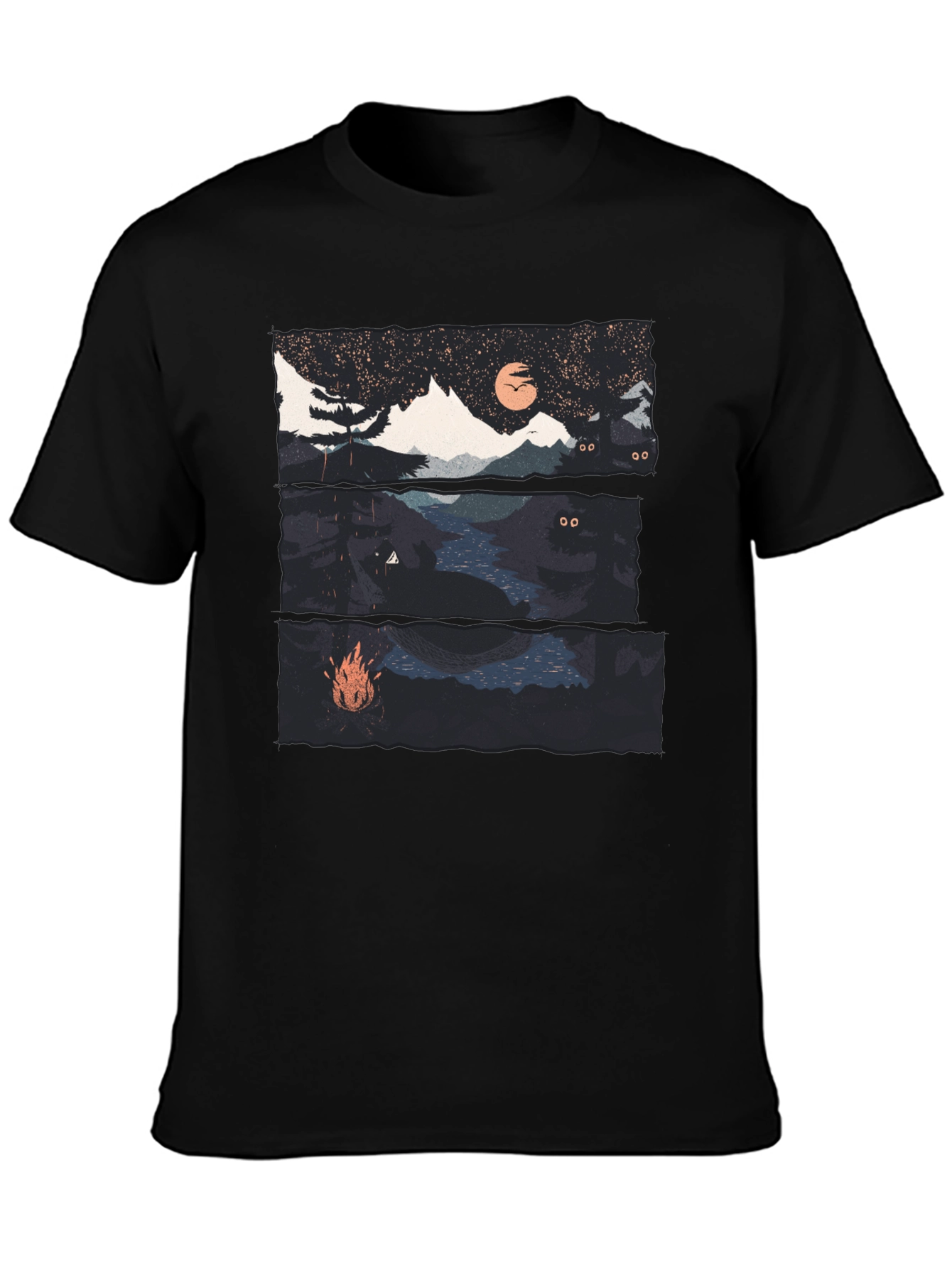 Night Landscape Graphic Tee - Black