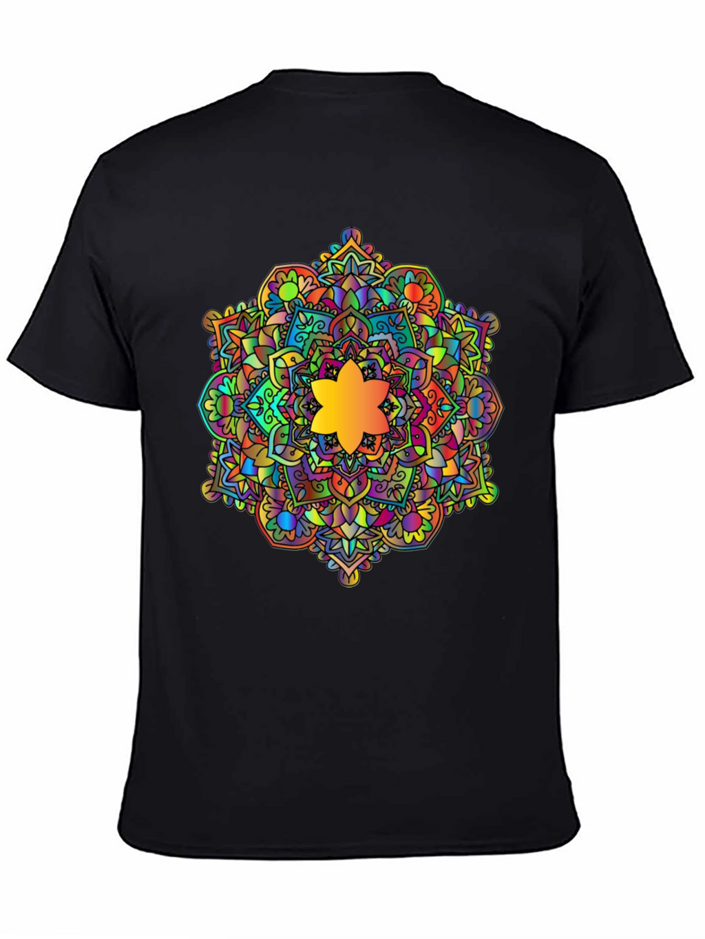 Vibrant Mandala Graphic Black T-Shirt