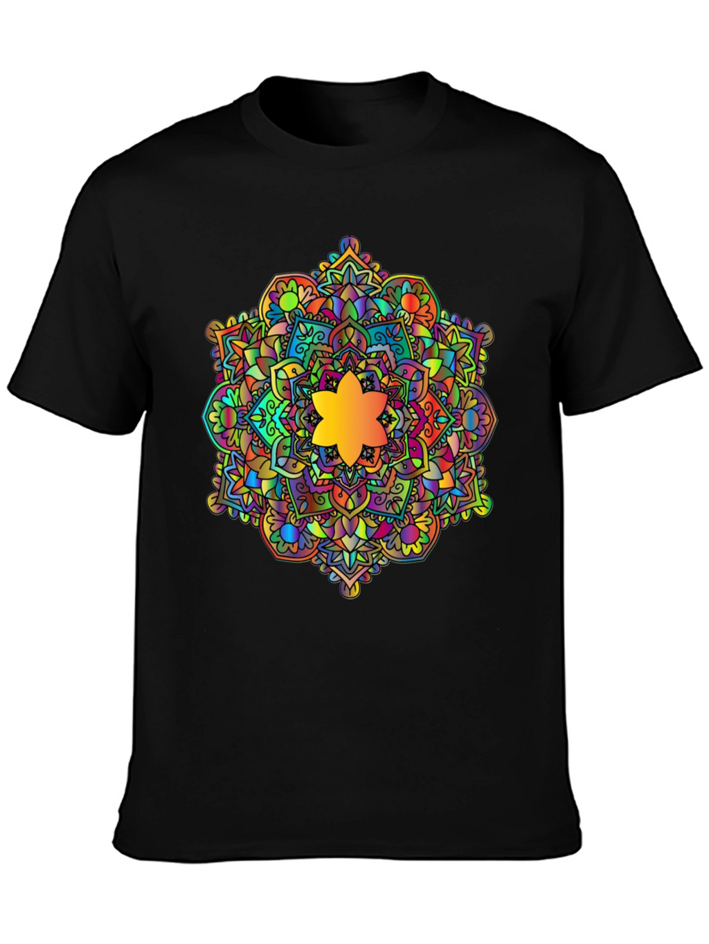 Vibrant Mandala Graphic Black T-Shirt