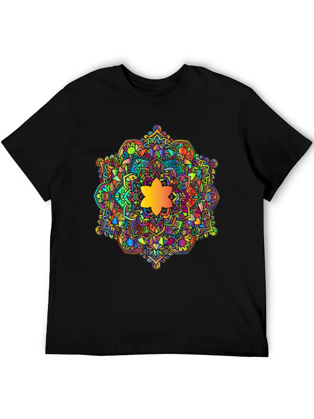 Vibrant Mandala Graphic Black T-Shirt