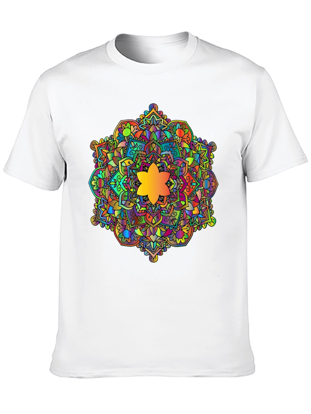 Vibrant Mandala Graphic Black T-Shirt