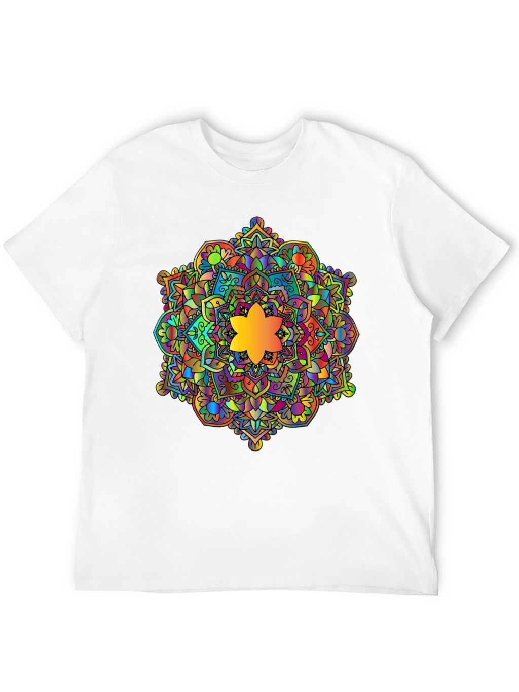 Vibrant Mandala Graphic Black T-Shirt