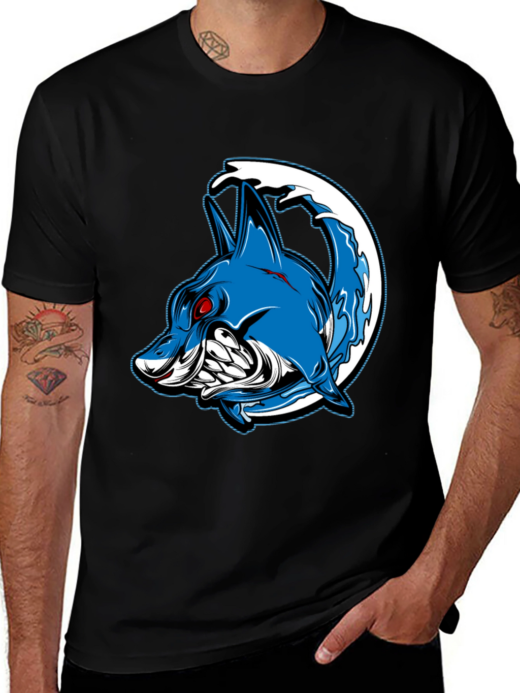 Mens Black Shark Graphic T-Shirt