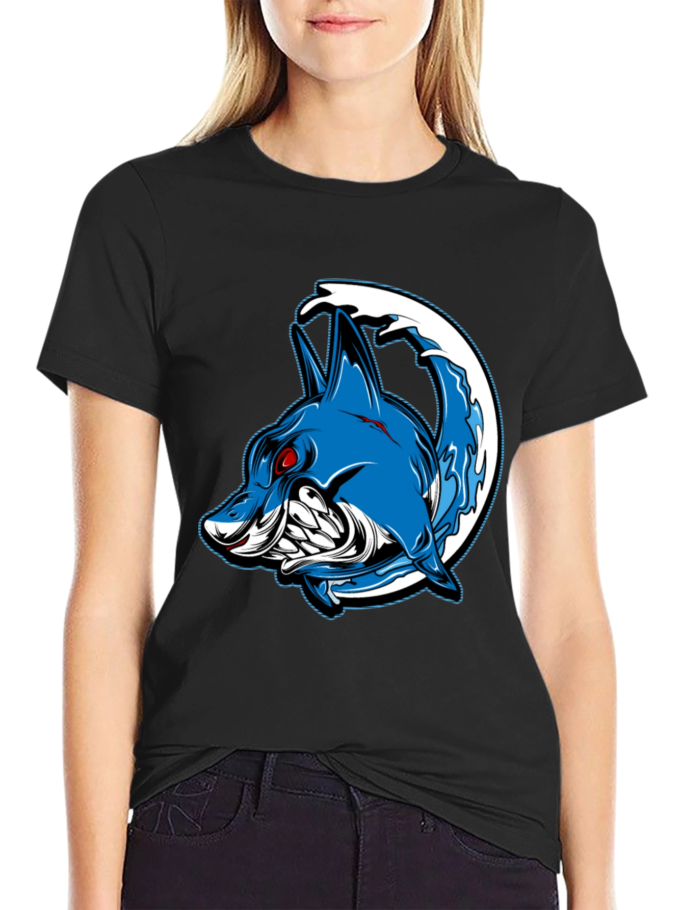 Mens Black Shark Graphic T-Shirt