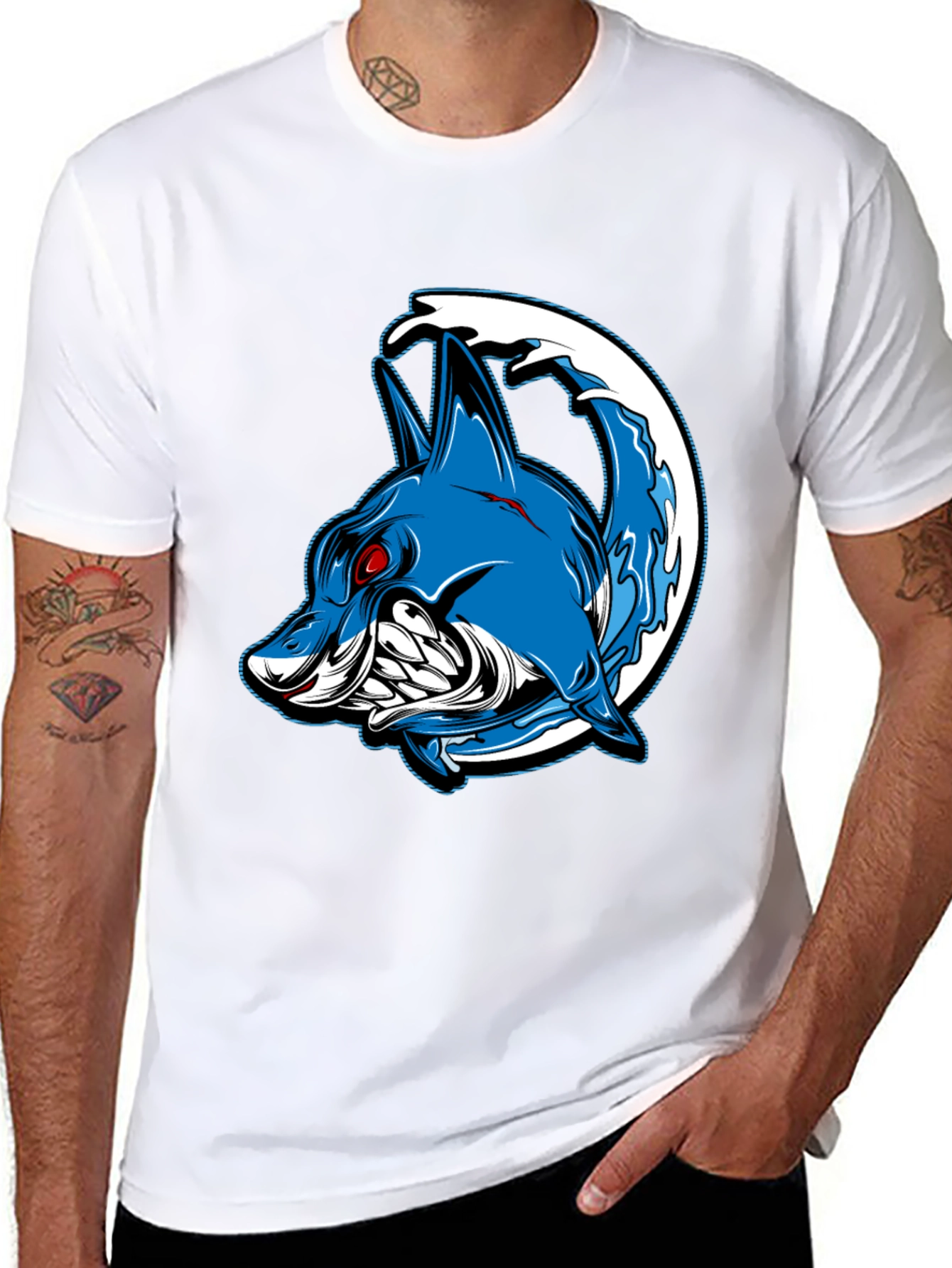 Mens Black Shark Graphic T-Shirt