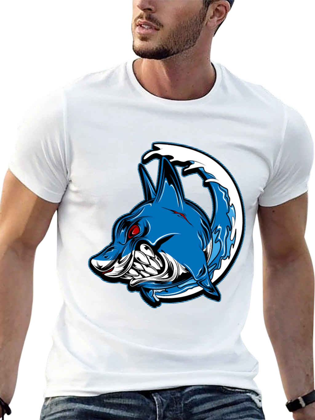 Mens Black Shark Graphic T-Shirt