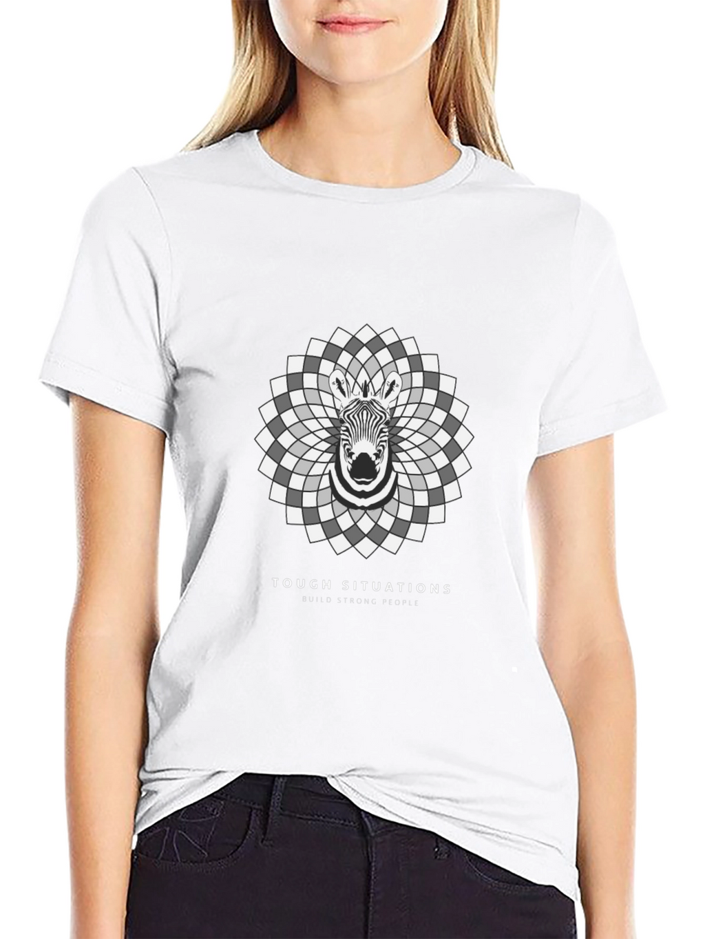 Zebra Mandala Graphic Tee - Tough Situations Strong People