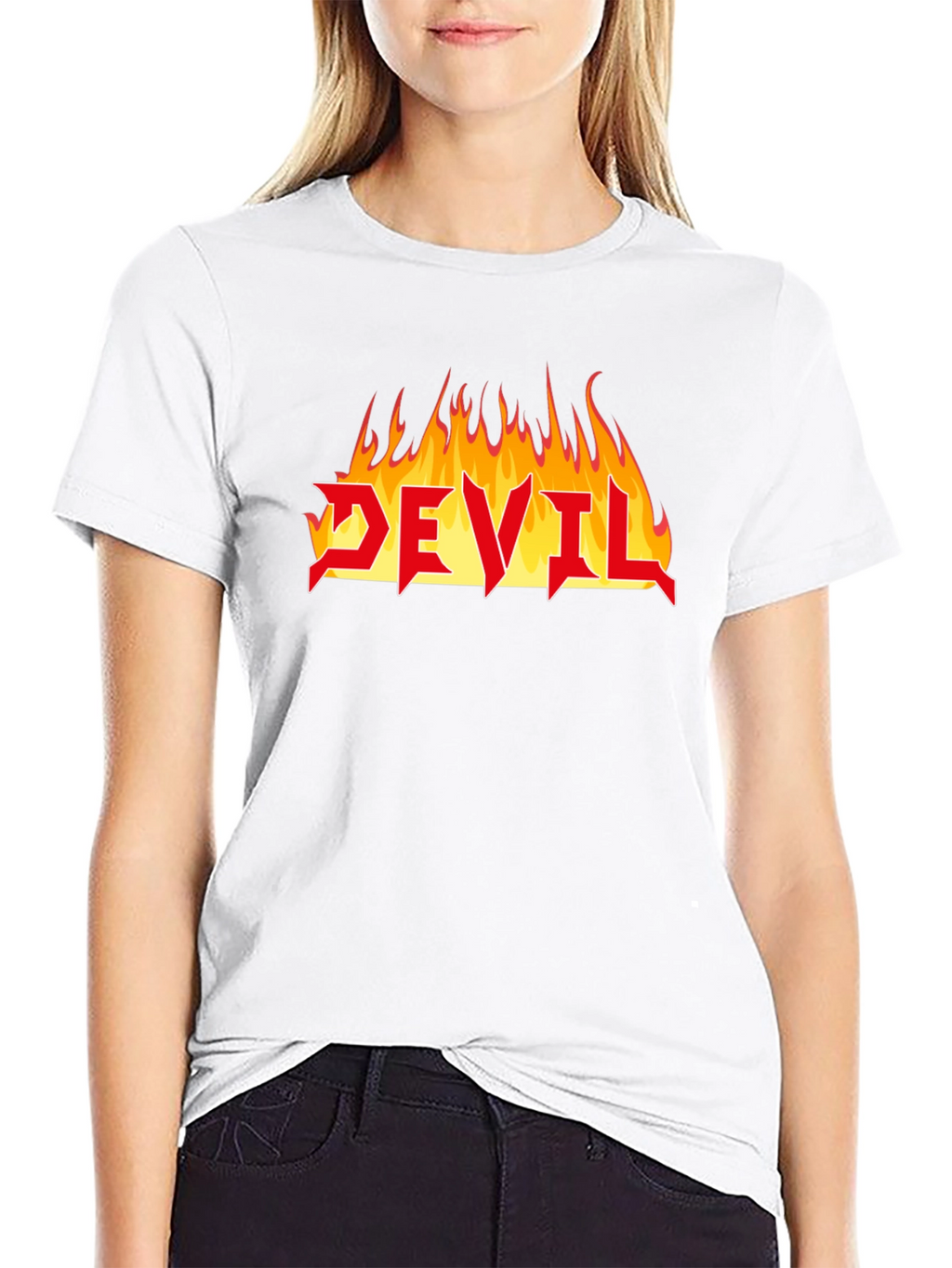 Devil Fire Graphic Tee - Heavy Metal Style T-Shirt