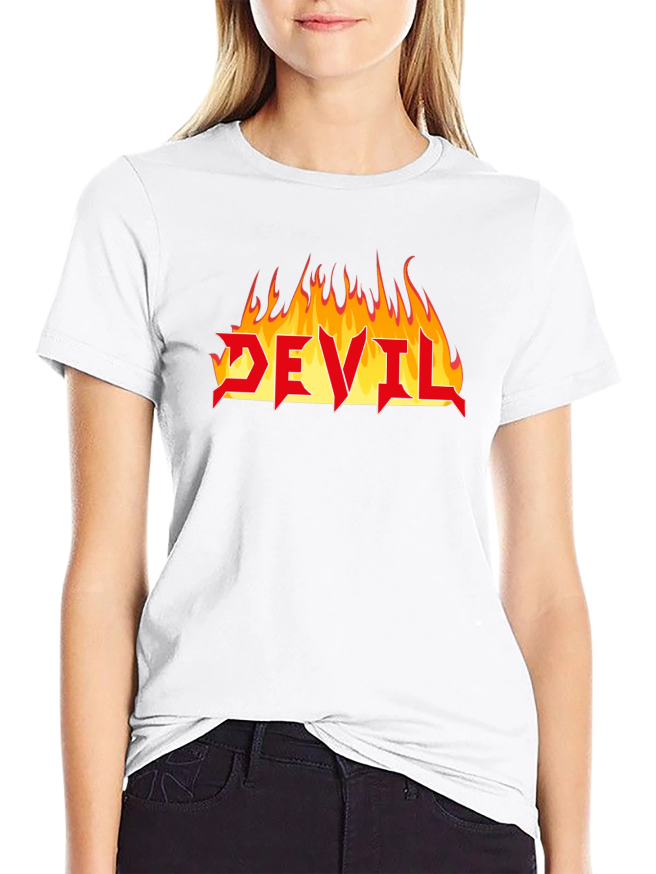 Devil Fire Graphic Tee - Heavy Metal Style T-Shirt