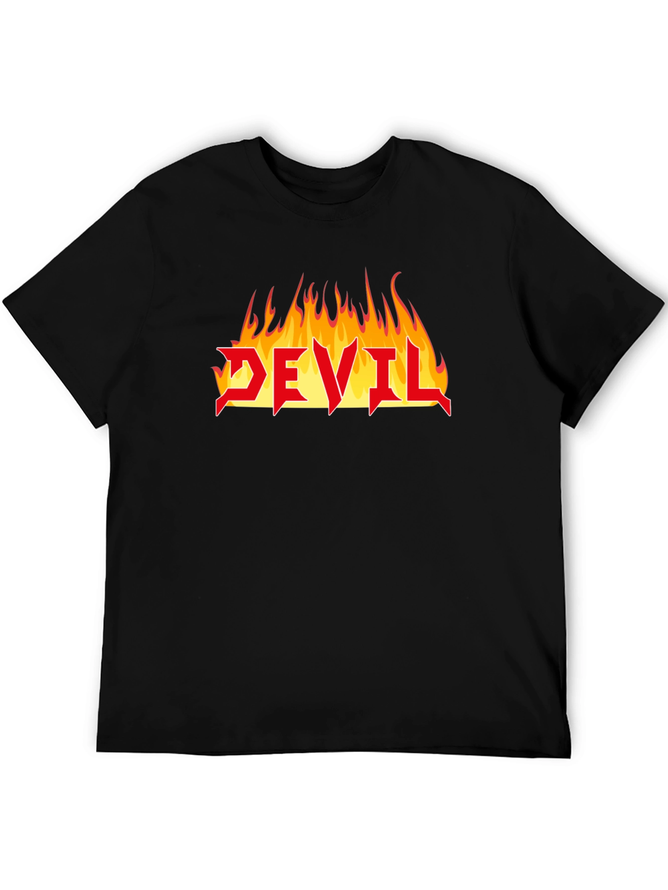 Devil Fire Graphic Tee - Heavy Metal Style T-Shirt