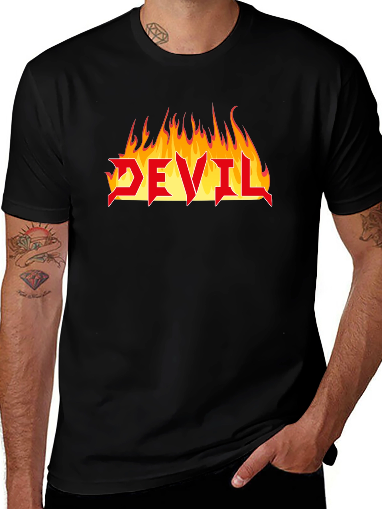 Devil Fire Graphic Tee - Heavy Metal Style T-Shirt