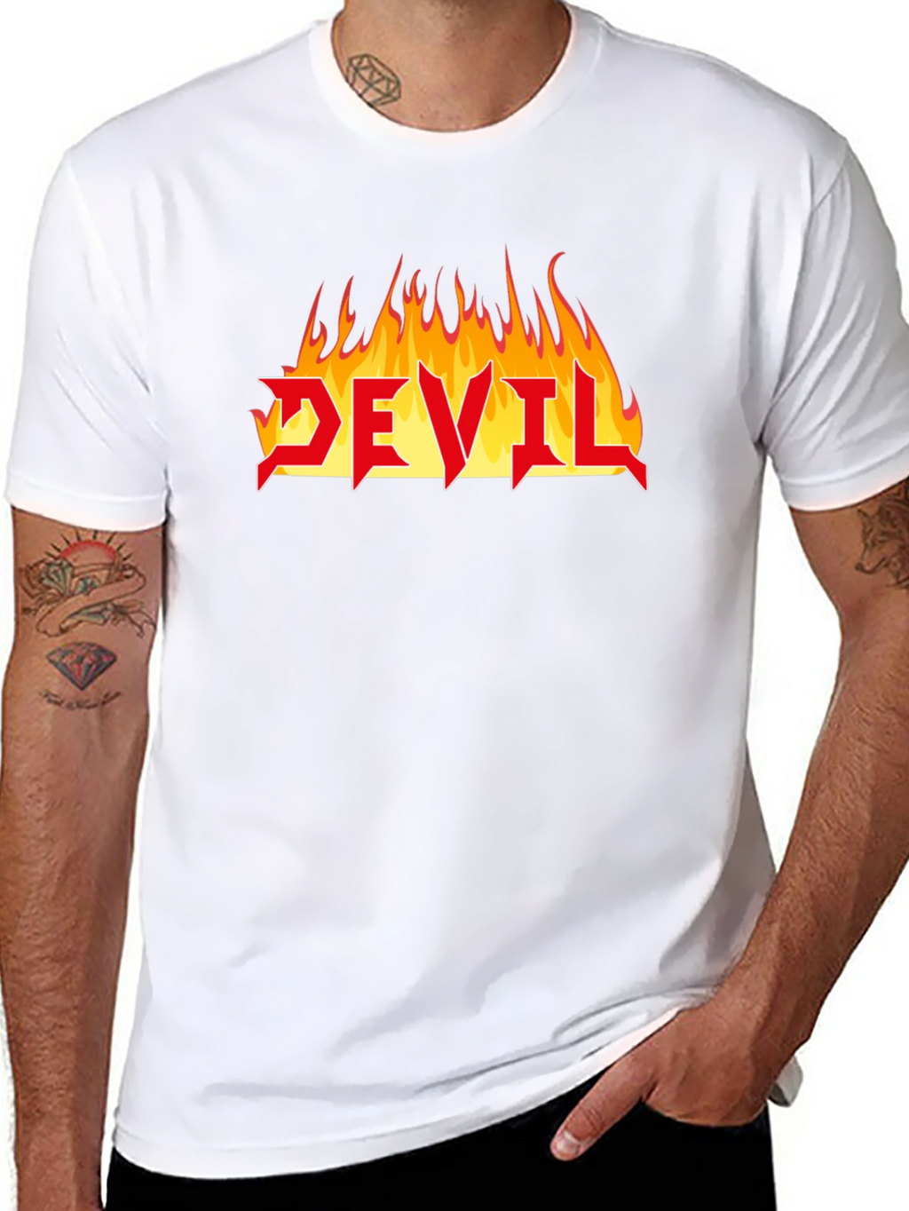 Devil Fire Graphic Tee - Heavy Metal Style T-Shirt