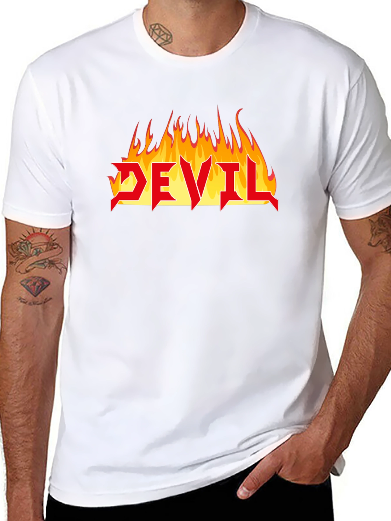 Devil Fire Graphic Tee - Heavy Metal Style T-Shirt