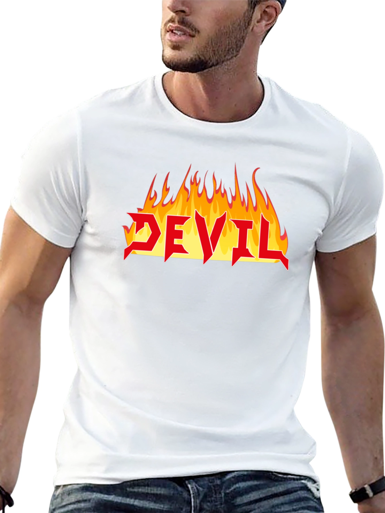 Devil Fire Graphic Tee - Heavy Metal Style T-Shirt
