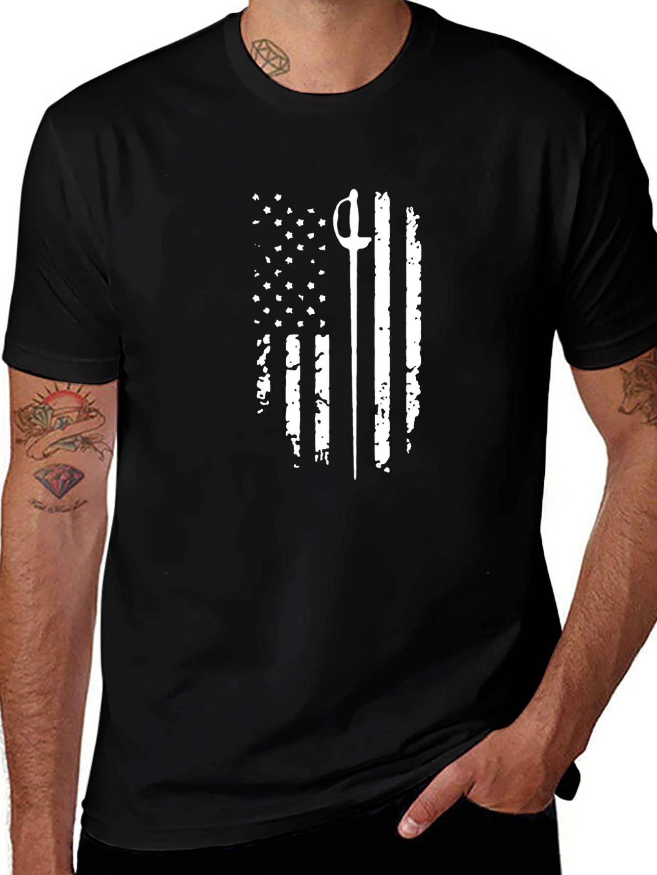 Fencing USA Flag Graphic Tee