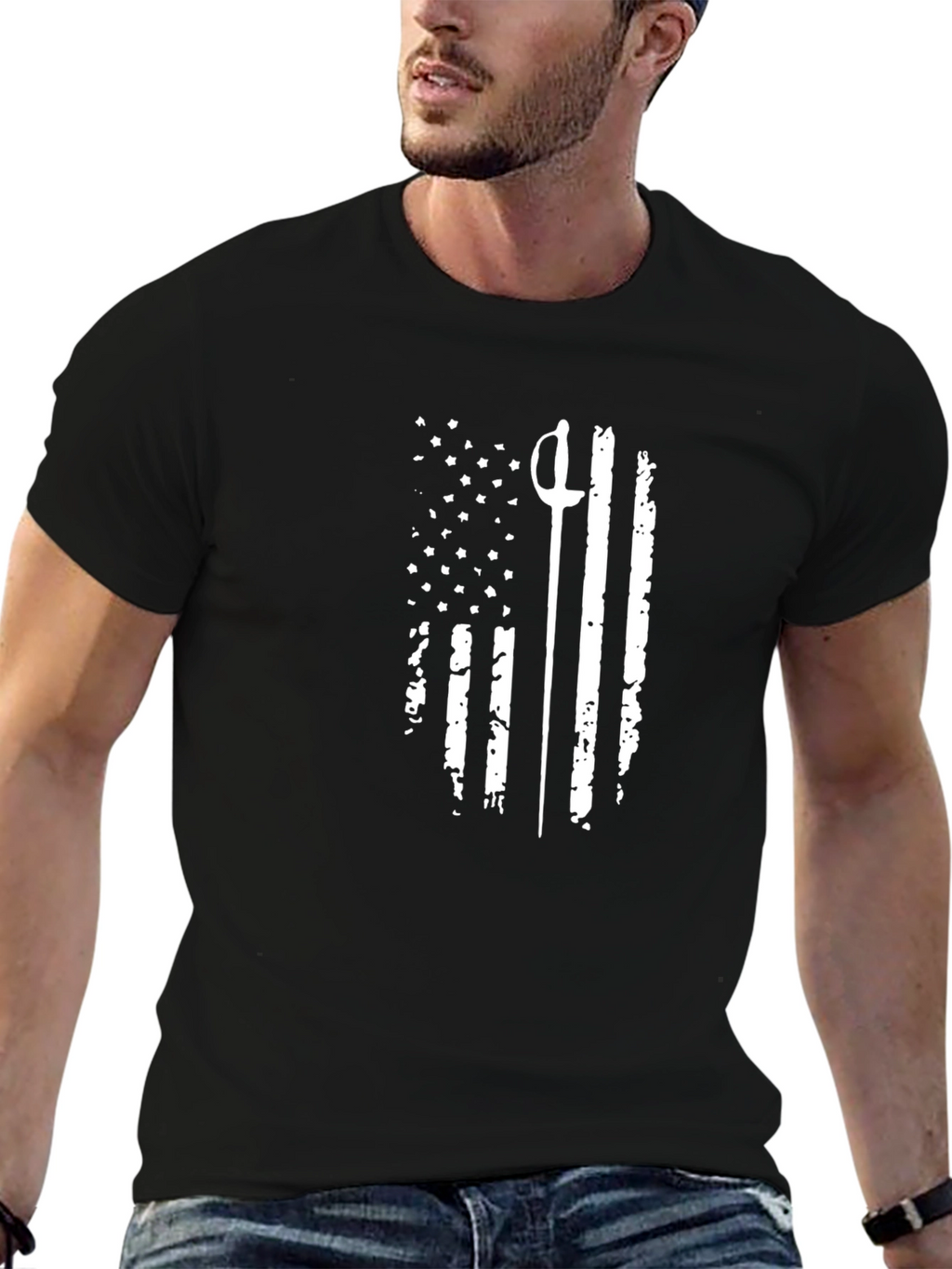 Fencing USA Flag Graphic Tee