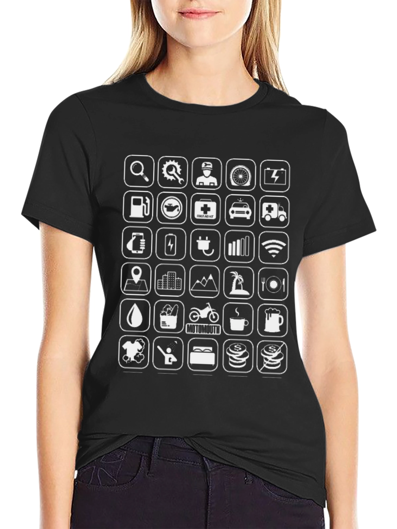 Icon Grid Black T-Shirt - Explore Everywhere