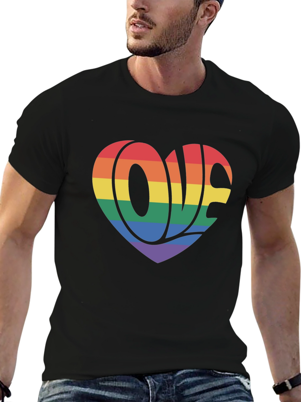 Rainbow Love Heart Graphic T-Shirt