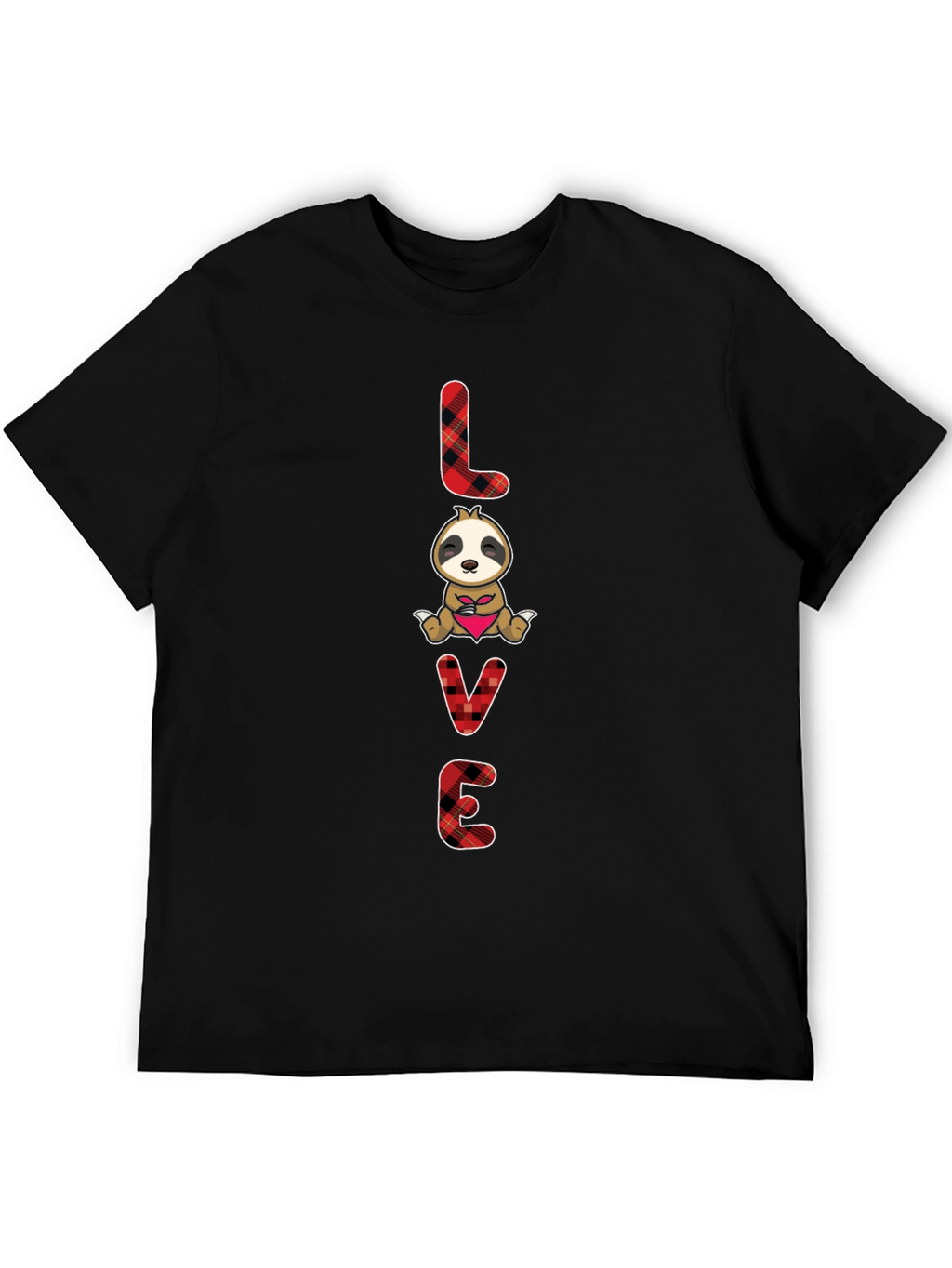 LOVE Sloth Valentines Day Black T-Shirt