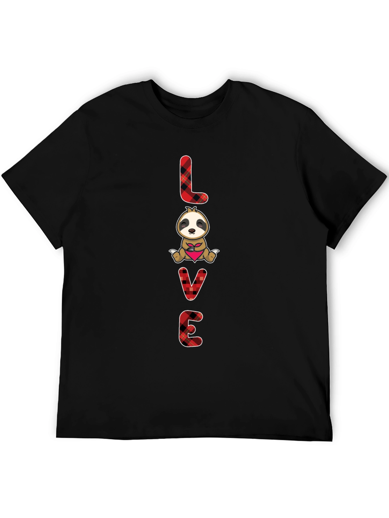 LOVE Sloth Valentines Day Black T-Shirt