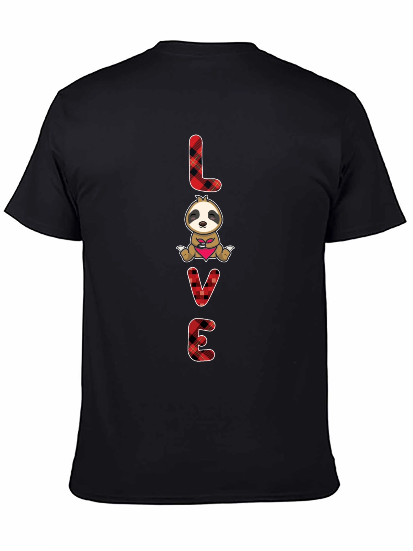 LOVE Sloth Valentines Day Black T-Shirt