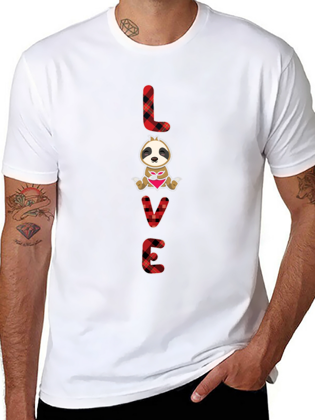 LOVE Sloth Valentines Day Black T-Shirt