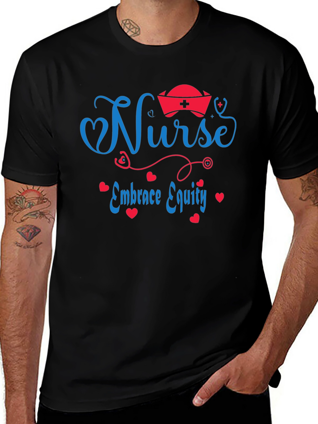 Nurse Embrace Equity Black T-Shirt