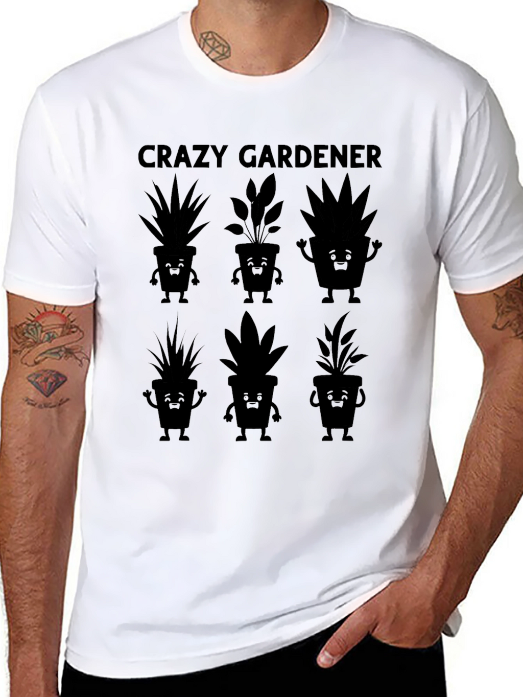 Crazy Gardener T-Shirt with Cute Plant Graphics