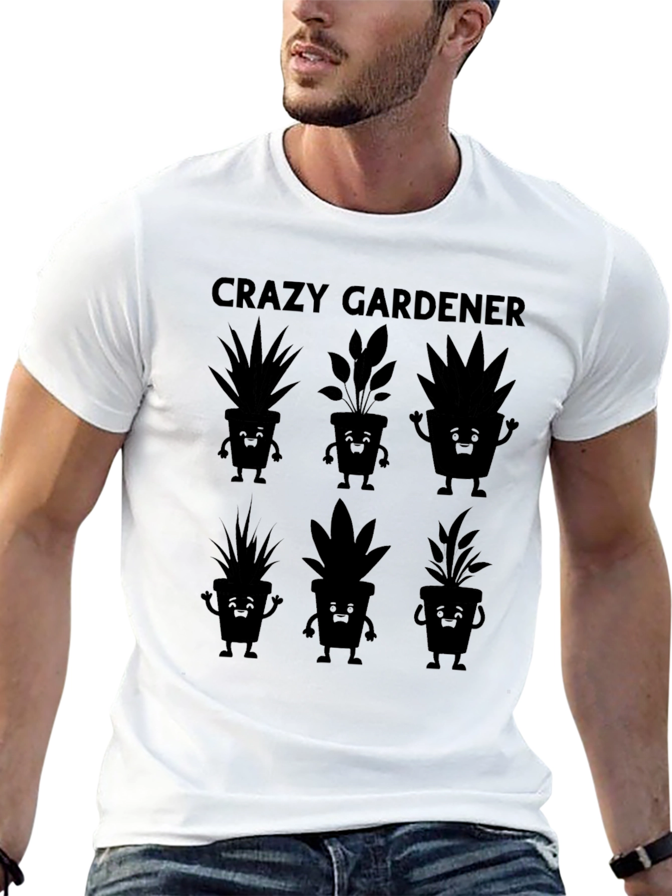 Crazy Gardener T-Shirt with Cute Plant Graphics