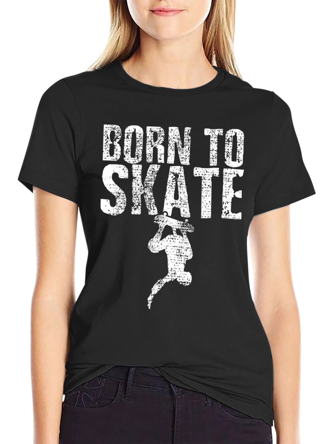 Born to Skate Graphic Tee - Black Cotton T-Shirt