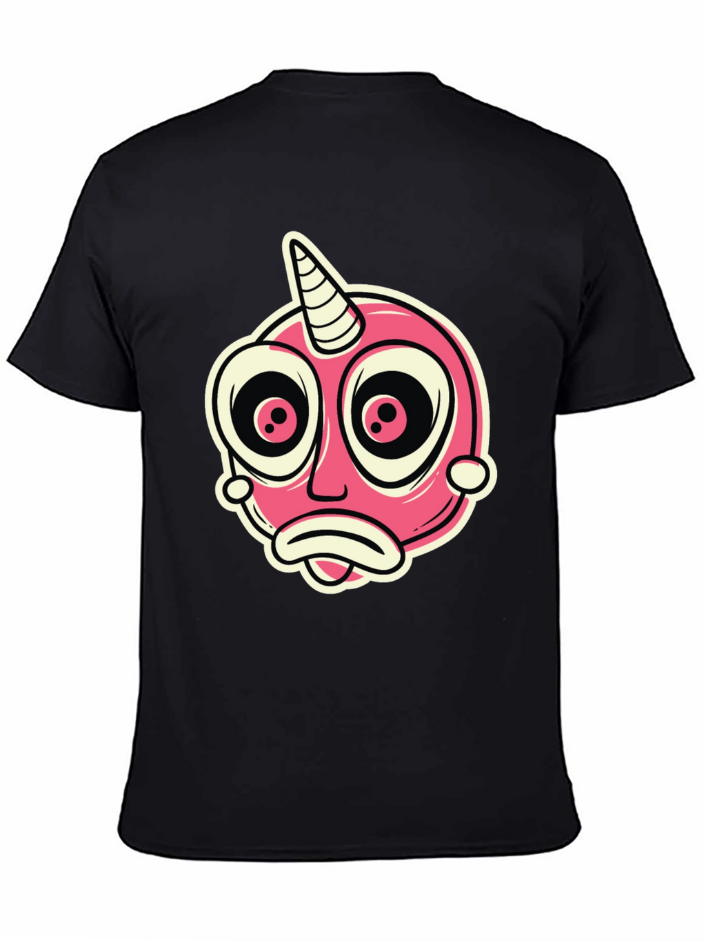 Cartoon Unicorn Creature Graphic Black T-Shirt