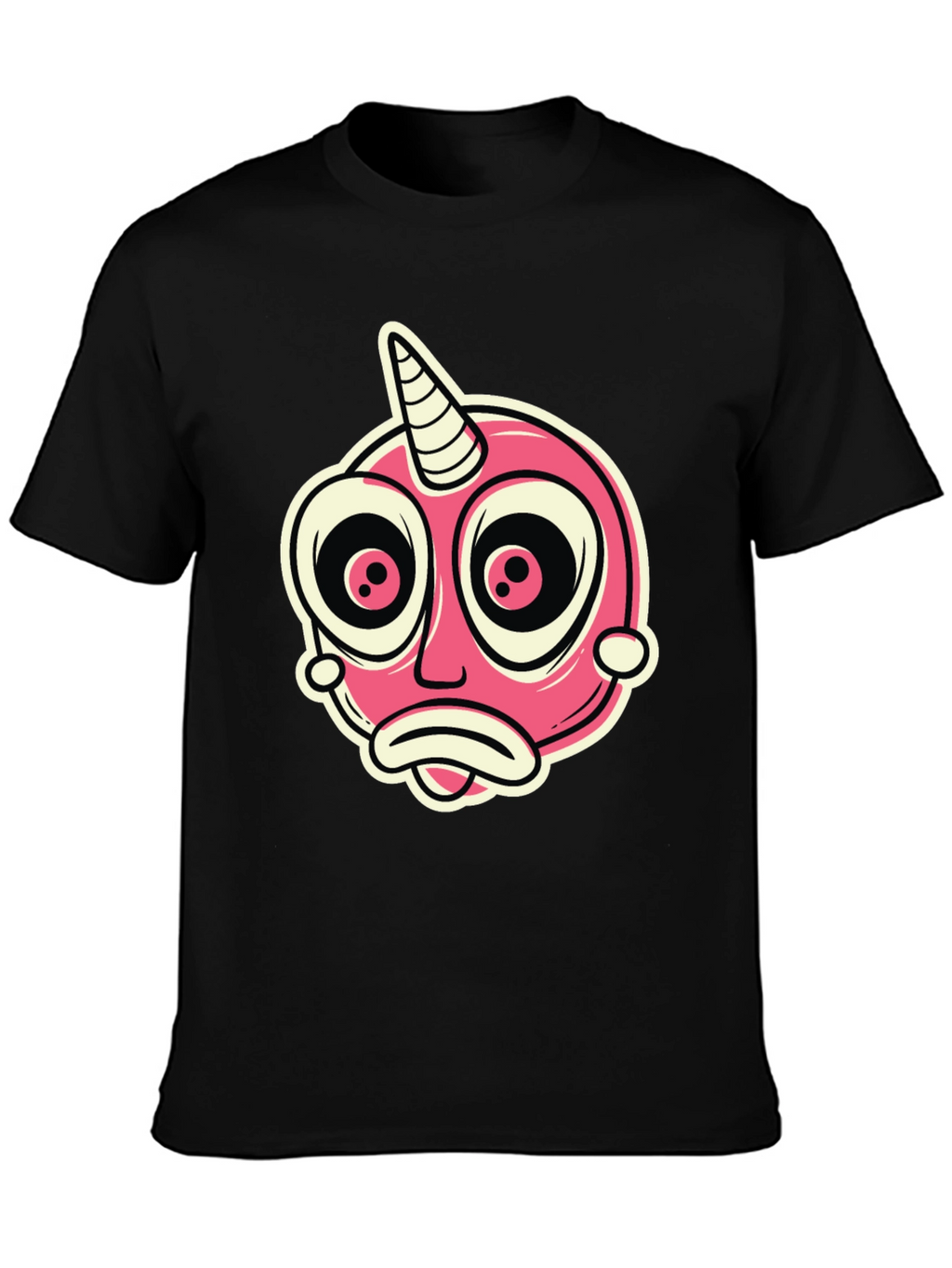 Cartoon Unicorn Creature Graphic Black T-Shirt
