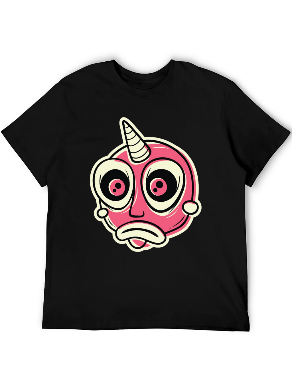 Cartoon Unicorn Creature Graphic Black T-Shirt