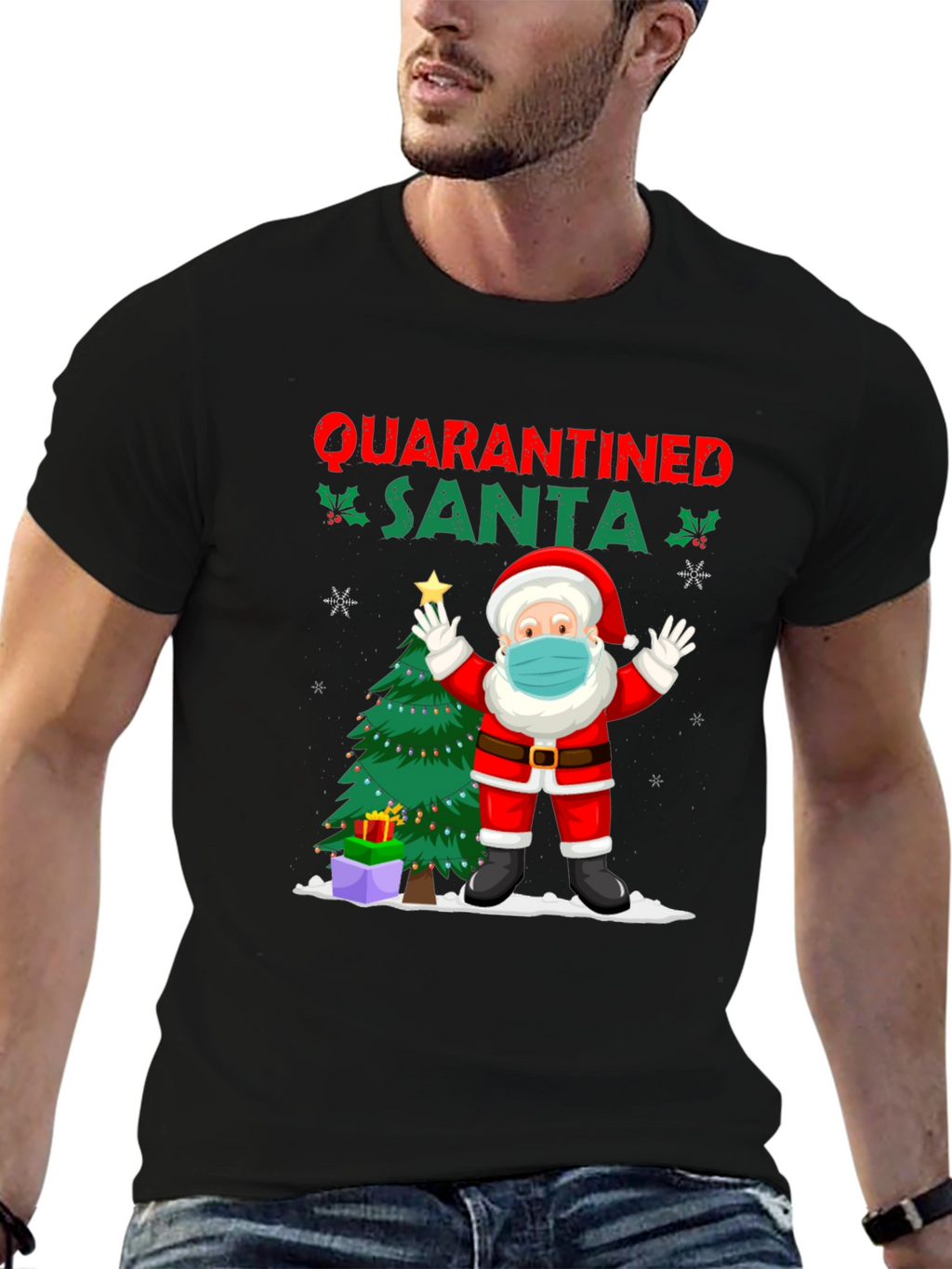 Quarantined Santa Graphic Tee - Christmas Holiday